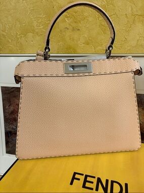 Fendi Pale Pink Top-Handle Satchel with Silver Hardware